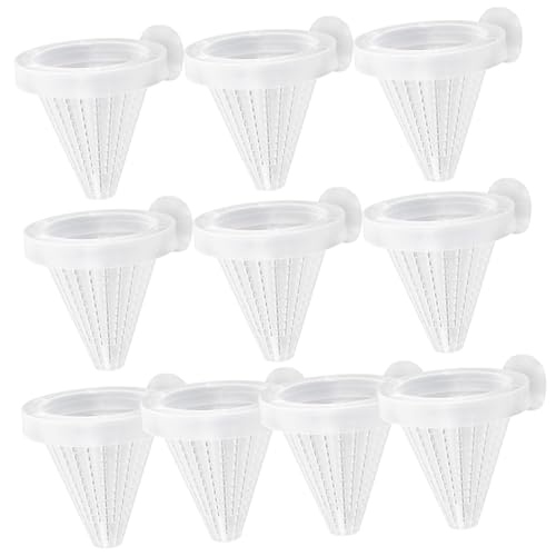 PEPLAYTAL 10 Stück Futterspender mit Saugnapf Fischfuttertrichter Fischfutter-Feeder Tankkegelzuführung Rot Fütterung Fischbecken mit füttern Cone Wurm Feeder Wurmfutterkegel Transparent von PEPLAYTAL