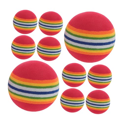 PEPLAYTAL 10 Stück Haustier Regenbogenball Welpenspielzeug Hundebälle Hundespielzeugbälle Hundetrainingsball Welpenkauspielzeug Katzenzahnreinigungsspielzeug Beißspielzeug von PEPLAYTAL