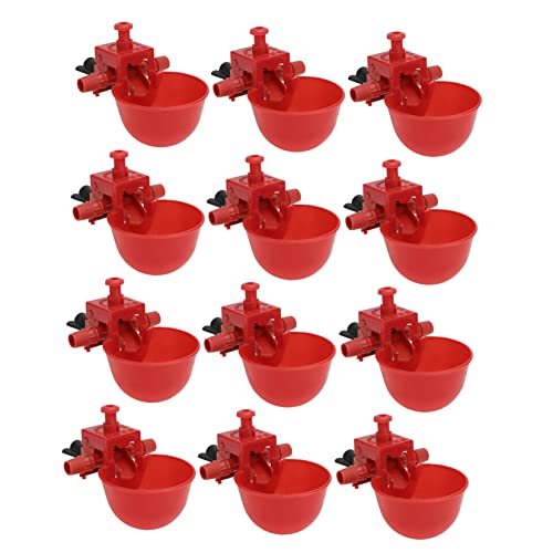PEPLAYTAL 12 Stück Trinkbecher für Geflügelwasser Futterspender coop Hühnerwasser Wasserbecher Käfig geflügel tränke tränkebecken wassersparend Taubentrinker Automatische Hühnertränke rot von PEPLAYTAL