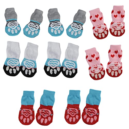 PEPLAYTAL 16 Stück Teiliges Rutschfester Hundesocken aus Baumwolle Winter Schutz für Kleine Haustiere für Kalte Pfotenschonend mit Elastischem Design von PEPLAYTAL