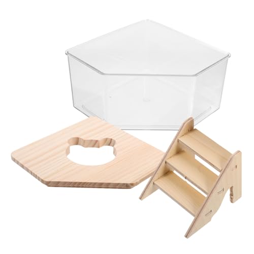 PEPLAYTAL 1Satz Hamster Sandbad Box Transparentes Sandbad für Kleine Teilig mit Rampe und Abnehmbarem Deckel als Badezimmer und Sandkasten für Hamster und Rennmäuse von PEPLAYTAL