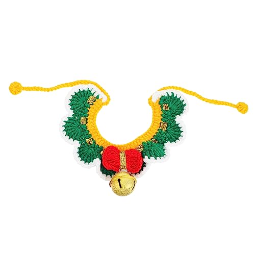 PEPLAYTAL 1Stück Gestricktes Haustierhalsband mit Schleifen Bell Design Verstellbar Weihnachts Kostümzubehör für Katzen von PEPLAYTAL
