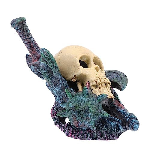 PEPLAYTAL 1Stück Schädel Dekoration Für Aquarien Harz Ornament Für Fischbecken Lebensechte Für Aquarien Für Kleine Und Mittelgroße Tanks von PEPLAYTAL