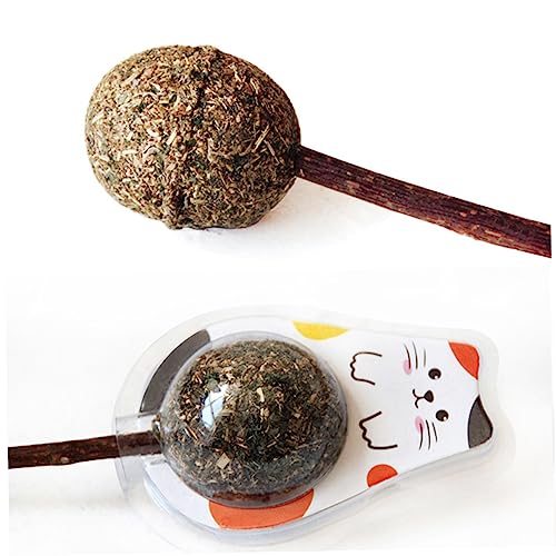 PEPLAYTAL 2 STÜCK Katzenminze Lutscher Kauspielzeug aus Essbarer Katzenminze und Polygonum Zahnpflege für Kleine bis Mittlere Katzen Fördert Zahnhygiene und Bindungsspiel Zuhause von PEPLAYTAL