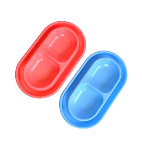 PEPLAYTAL 2 Stück Antproof Hundebar Kunststoff Futternapf Doppelnapf rutschfest Umweltfreundlich Glatt für Hunde Welpen Futter und Wasserschale Farbe Zufällig Zufällige Zufällige Farbe von PEPLAYTAL