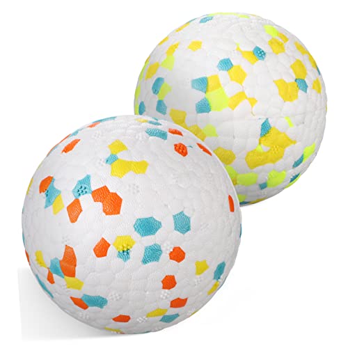 PEPLAYTAL 2 Stück Bissfeste Popcornkugeln Hundeball Hundebälle Haustiere Kauer Hundespiele quietschen Welpe federnd kaubälle für Hunde Trainingsball für Hunde e-TPU von PEPLAYTAL