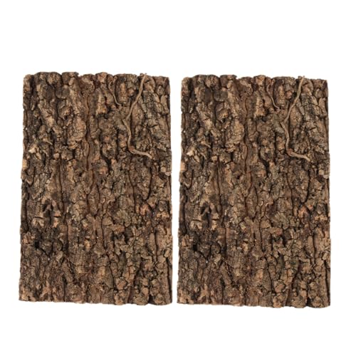 PEPLAYTAL 2 Stück Fütterungsbox Terrarium zubehör Gecko-Tank- Reptil Baumrinde natürliche Reptilienrinde Aquarium bellt Reptilien-Hintergrundrinde Light Brown von PEPLAYTAL