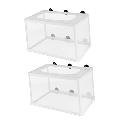 PEPLAYTAL 2 Stück Großer Fischbrutkasten Netze mit Saugnäpfen Langlebiges Aquarium Zubehör für Fischzucht und Schutz von Jungfischen als Laichkasten und Isolationsbehälter von PEPLAYTAL