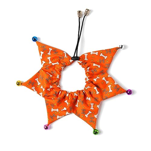 PEPLAYTAL 2 Stück Haustierhalsband Nacken Kragen Haustier Glocke Schild Welpen Stichworte Glockenhalsband Für Katzen Halloween-Hunde-Katzen-kostüm Festival-hundehalsband Polyester von PEPLAYTAL