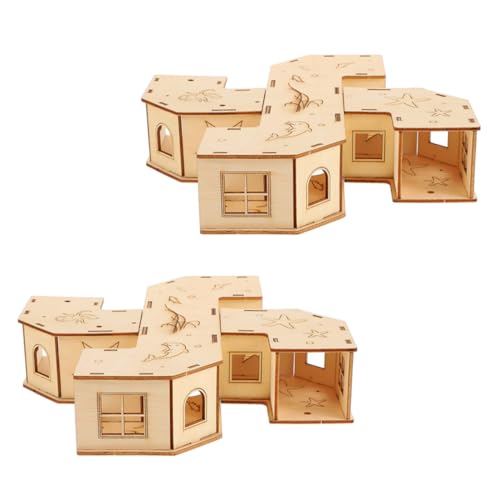 PEPLAYTAL 2 Stück Holz Hamster Tunnel Labyrinth für Kleintiere Fördert Bewegung und Stressabbau für Zwerghamster und Andere Haustiere von PEPLAYTAL