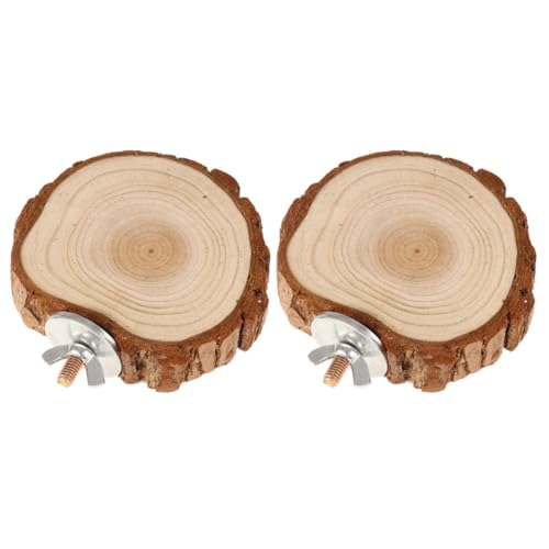 PEPLAYTAL 2 Stück Holz Vogel Spielplatz Plattformen für Papageien und Kleintiere Naturholz Käfig Zubehör als Kletter und Spielbrett für Hamster Nager von PEPLAYTAL
