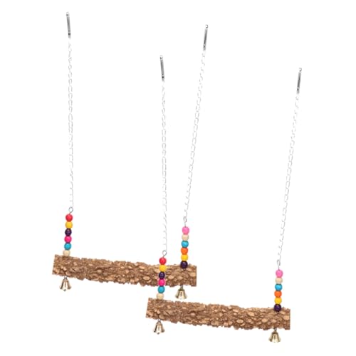 PEPLAYTAL 2 Stück Holz sitzstange für Vögel Natürlicher Hühner Papagei ständer Stabiles Sicheres Holzspielzeug mit Schaukel zur Vogelhaltung und Training von PEPLAYTAL