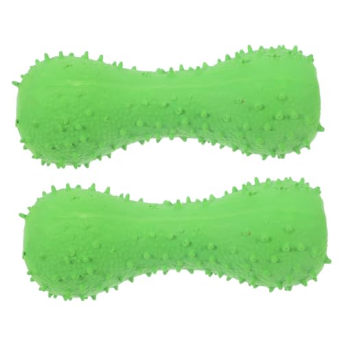 PEPLAYTAL 2 Stück Langlebiges Kauspielzeug für Hunde TPR Quietschendes Knochen Design zur Zahnpflege Interaktives Outdoor Trainingsspielzeug Grün von PEPLAYTAL