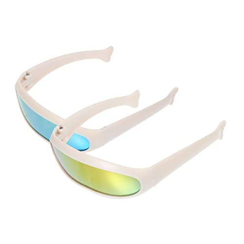 PEPLAYTAL 2 Stück Teiliges Haustier Skibrille Windschutzbrille aus Kunststoff UV Schutz für Outdoor aktivitäten Wie Skifahren Modische Katzen Sonnenbrille in Gelb und Grün für Reisen und von PEPLAYTAL