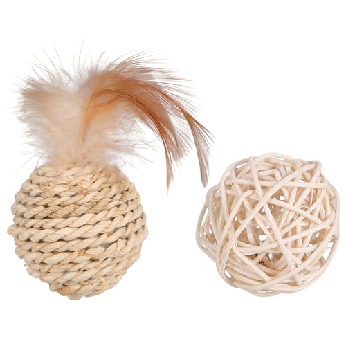 PEPLAYTAL 2 Stück Teiliges Katzenspielzeug Set aus Natürlichem Rattan Interaktive Klingelbälle für Kätzchen Langlebig und Sicher für Wohnungskatzen Beschäftigung Drinnen PEPLAYTAL 2 Stück Teiliges Katzenspielzeug Set aus Natürlichem Rattan Interaktive Klingelbälle für Kätzchen Langlebig und Sicher für Wohnungskatzen Beschäftigung Drinnen von PEPLAYTAL