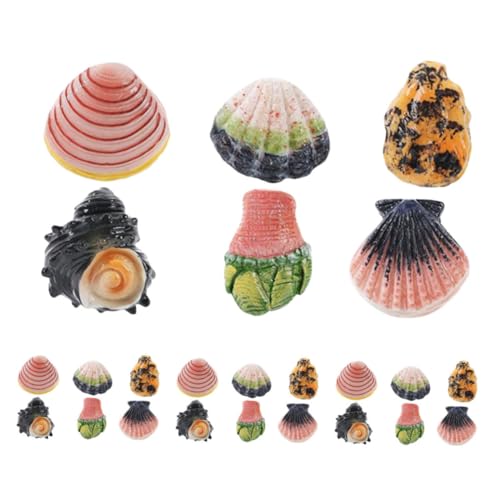 PEPLAYTAL 24 Stück Teiliges Mini Harz Muschel Bunte Naturnahe Dekoration für Aquarium Kleine Muschelfiguren Vielseitige Landschaftsaccessoires für Fischbecken Langlebige Resin Ornamente von PEPLAYTAL