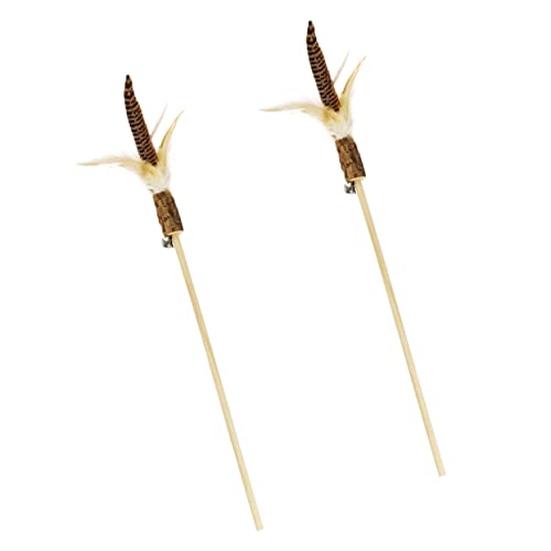 PEPLAYTAL 2Stücke Interaktive Holz Katzenspielzeuge Mit Federn Teaser Sticks Für Katzen Beschäftigung von PEPLAYTAL