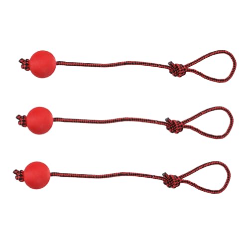 PEPLAYTAL 3 Stück Hund Wirft Ball Hundeseil Kleine Hundebälle Hundeballseil Slow Feeder Hundenapf Schnüffelmatte Für Hunde Trainingsball-hundespielzeug Hunde Holen Gummi Rot von PEPLAYTAL