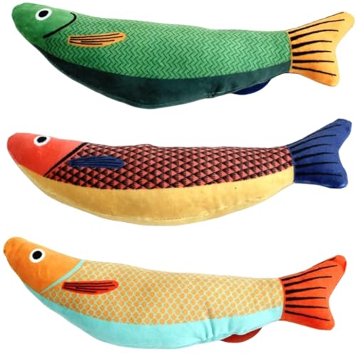 PEPLAYTAL 3 Stück Katzenspielzeug Teilig Fischform aus Hochwertigem Verschleißfestem Material mit Katzenminze Langlebig und Beißfest für Kätzchen zur Beschäftigung und Zahnreinigung Zuhause von PEPLAYTAL
