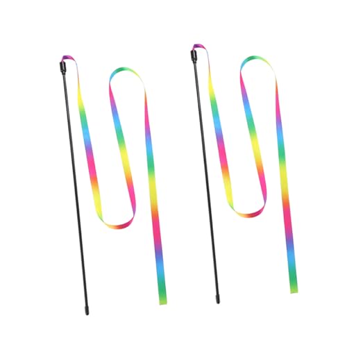 PEPLAYTAL 3 Stück Teiliges Katzenspielzeug Bunte Katzenangel mit Hochelastischen Bändern Interaktiver Cat Teaser Stick für Training und Spiel Fördert Bewegung und Bindung zu Haustieren von PEPLAYTAL