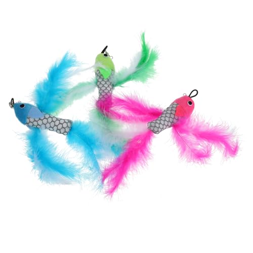 PEPLAYTAL 3 Stück Teiliges Katzenspielzeug Ersatzköpfe Plüsch Fischkopf für Katzenangel Katzenspielzeug Kätzchen Interaktives zur Beschäftigung und Bewegung Haustierspaß von PEPLAYTAL