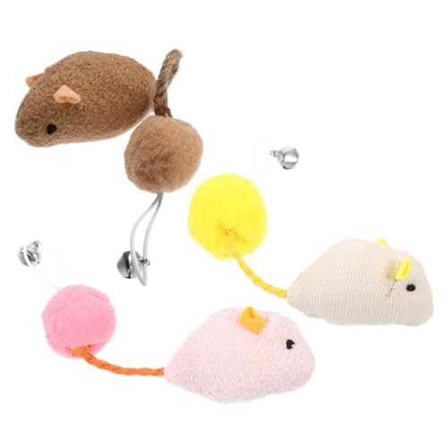 PEPLAYTAL 3pcs Plüsch Rattenkatze Spielzeug Mit Bell Kleine Gefüllte Mäuse Interaktives Kätzchen Ball Realistisches Rattenplüschspielzeug Für Innenkatzen Katzen Mäuse Spielen Spielzeug Zum von PEPLAYTAL