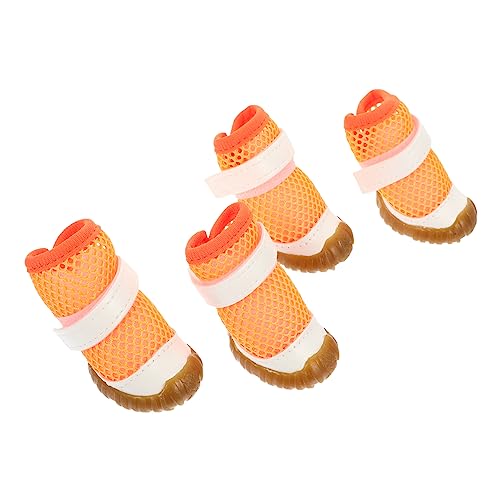 PEPLAYTAL 4 Stück Atmungsaktive Hundeschuhe Strapazierfähige und rutschfeste Pfotenschutzschuhe für Kleine für Außenbereich und mit Verstellbarem von PEPLAYTAL