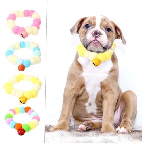 PEPLAYTAL 4 Stück Bunter Katzenhalsband mit Plüschbällen Teiliges Elastisches für und Kleine für Kostümpartys und Festlichkeiten und Regenbogenfarben von PEPLAYTAL