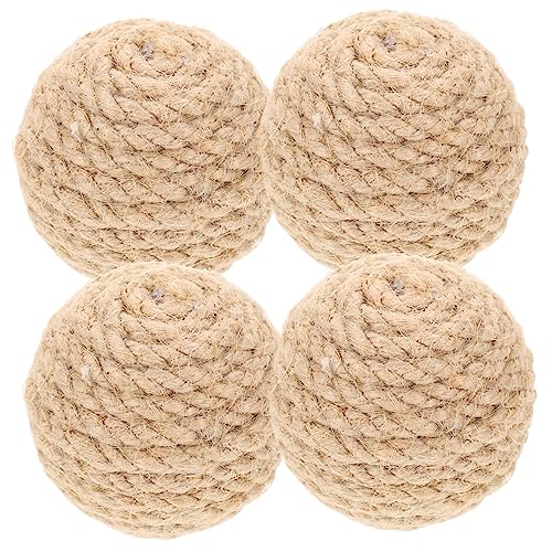 PEPLAYTAL 4 Stück Catnip Cat Kratzball Kratzen Kratzer Kätzchenspielzeug Für Wohnungskatzen Selbst Für Katzen Katzenspiele Katze Kratzt Interaktives Katzenspielzeug Drinnen Jute Light Brown von PEPLAYTAL