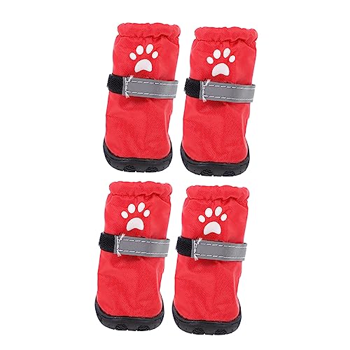 PEPLAYTAL 4 Stück Regenstiefel Für Haustiere Hundestiefel Hundeschuhe Outdoor-Stiefel Für Hunde Haustier Stiefel wasserdichte Stiefel Für Haustiere Schuhe Für Hunde Rot Polyester von PEPLAYTAL