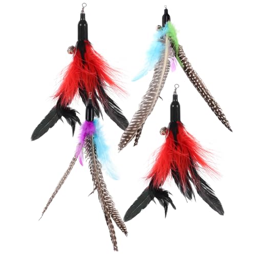 PEPLAYTAL 4 Stück Teiliges Ersatzfedern für Katzenangel Langlebige Austauschbare Plume Cat Attachments Interaktives Katzenspielzeug für Stressfreie Aktive Katzen Einfache Installation und von PEPLAYTAL