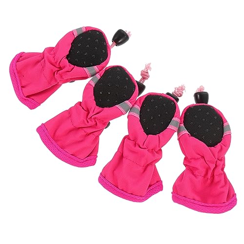 PEPLAYTAL 4 Stück wasserdichte Fußabdeckung Für Haustiere Beschützer Hundeschutz Beleg Groß Hundeschuhe Welpe Hundestiefel Mit Weicher Sohle Haustier Regenstiefel Griffe Schützend Rosa Stoff von PEPLAYTAL