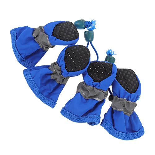 PEPLAYTAL 4 Stück wasserdichte Fußabdeckung für Haustiere Wasserschuhe für Hunde Hündchen groß Socken für pet paw Outdoor Schuhe Haustier Hund Fußschutz wasserdichte hundeschuhe Stoff Blue von PEPLAYTAL
