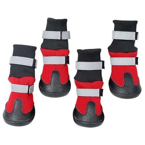 PEPLAYTAL 4 Stück wasserdichte Langlebige Hundeschuhe Warme Lange Schnee für Mittlere bis Große Hunde Wie Retriever und Samojede rutschfest Rot XL für Winter und Outdoor PEPLAYTAL 4 Stück wasserdichte Langlebige Hundeschuhe Warme Lange Schnee für Mittlere bis Große Hunde Wie Retriever und Samojede rutschfest Rot XL für Winter und Outdoor von PEPLAYTAL