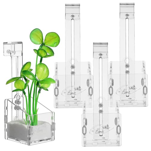 PEPLAYTAL 4 Teiliges Transparentes Aquarium Pflanzenhalter Einfach Montierbar Vielseitig als Wasserpflanzen Vase und Dekoration Robust für Langanhaltende Aquarienpflanzenpflege von PEPLAYTAL