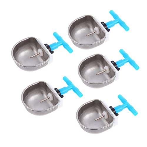 PEPLAYTAL 5 Stück Kaninchen-wasserbrunnen Trinker Futterspender Käfig Hase Wassernapf Schüssel Stehende Wasserflasche Automatische Kaninchentränke Coop-Tasse Pumpe Blue Rostfreier Stahl von PEPLAYTAL