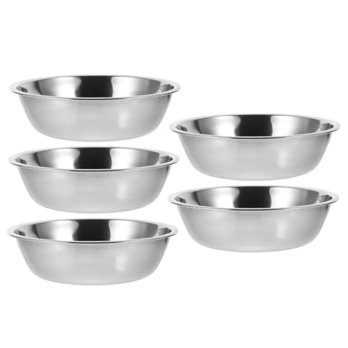 PEPLAYTAL 5 Stück Runder Futternapf für Katzen aus Edelstahl groß Haustiernapf Katzennäpfe pet Water Bowl pet Food Container einfacher Hundenapf Haustierfutterhalter Rostfreier Stahl Silver von PEPLAYTAL