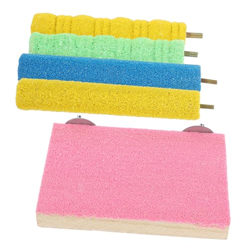 PEPLAYTAL 5 Stück Vogelspielzeug für Papageien holzspielzeug holzspielsachen Papageienkäfig Schleifstein für Papageienschnabel Kletterständer für Vögel Trainingsstand für Haustiere Hölzern von PEPLAYTAL