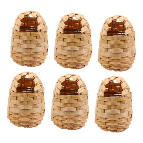 PEPLAYTAL 6 Stück Handgefertigtes Vogelhaus mit Haken Rustikales Outdoor Nistkasten Vogelhäuschen Umweltfreundlicher Vogelschutz und Kreative Garten Dekoration von PEPLAYTAL