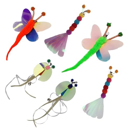 PEPLAYTAL 6 Stück Teiliges Katzenspielzeug Ersatzköpfe Leichte Interaktive Katzenangel Aufsätze für Mentale und Körperliche Stimulation Flexible Katzenspielzeug Nachfüllung für Mehr von PEPLAYTAL