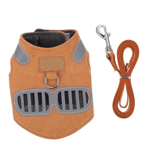 PEPLAYTAL Atmungsaktives Hundegeschirr Welpengeschirr mit Reflektierendem Brustgeschirr für Katzen und Hunde Mikrofaser Material Verstellbar Sichere Leine für und Alltag Xs Hellbraun von PEPLAYTAL