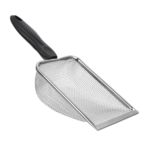 PEPLAYTAL Edelstahl Reptilien Sandschaufel mit Hochdichtem Maschensieb Ergonomischer Griff Rostfrei Effektive Reinigung von Einstreu und für Terrarien und Haustierbereiche von PEPLAYTAL