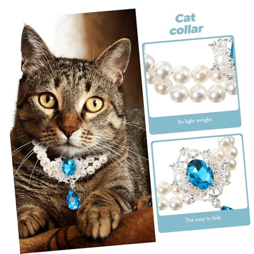 PEPLAYTAL Einstellbares Katzenhalsband mit Perlen Dekorative Haustierhalskette aus Zuverlässigem Material Fein Verarbeitet Geeignet für Partys und Besondere Anlässe Einfach Anzulegen von PEPLAYTAL