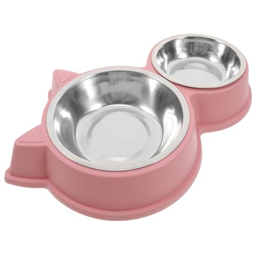 PEPLAYTAL Erhöhte Futternäpfe Aus Edelstahl Mit Doppeltem Futter- Und Wasserspender Für Hunde Und Katzen, Erhöhte Hundenäpfe Mit Ständer Für Mittelgroße Und Große Hunde, Rosa von PEPLAYTAL