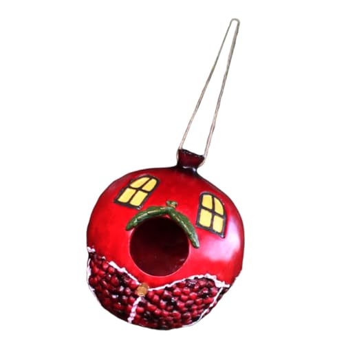 PEPLAYTAL Gartenharz Vogelhaus Anhänger Kreatives Granatapfel Design Für Außenbereich Rotes Vogel Nest Für Langlebig Für Garten von PEPLAYTAL
