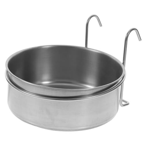 PEPLAYTAL Hängende Haustierschüssel Fütterung Futterspender Verschütten Schüsseln Hund Papageienfutter Für Käfig Vogelwasserfuttermittel Für Käfig Welpe Zwinger Essen Rostfreier Stahl Silver von PEPLAYTAL