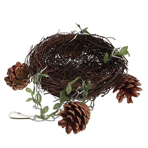 PEPLAYTAL Hängendes Rattan Vogelnest für Papageien Parakeets Cockatiels Natürliches Schaukel Nest Käfigzubehör Sitzstange und Spielplatz Geeignet für Kleine bis Große Vögel Pflegeleicht und von PEPLAYTAL