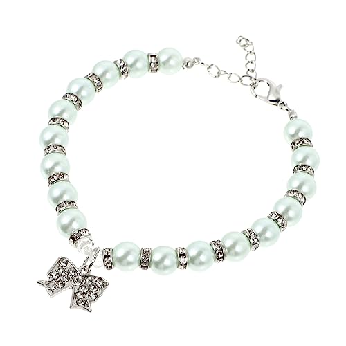 PEPLAYTAL Halskette Hochzeit Hund Haustiere Für Bogen Party Schild Stichworte Haustierhalsband Mit Schleife Haustierbedarf Katzenbedarf Katzenhalsbänder Katzenkostümzubehör Perle Blue von PEPLAYTAL