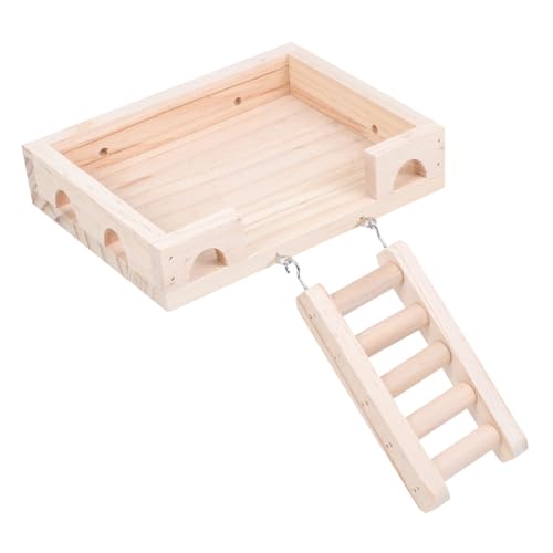 PEPLAYTAL Hamster Holz Mit Kletterleiter Stöckige Hamster Station Für Kleintiere Robust Und Langlebig Für Hamsterkäfige Und Nagerhäuser von PEPLAYTAL