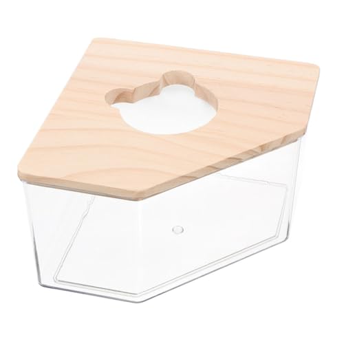 PEPLAYTAL Hamster Sandbad Box mit Holzdeckel Transparentes Kleintier Badezimmer Multifunktionaler Sandkasten und Toilette für Hamster Mäuse Chinchillas und Kleine Nagetiere von PEPLAYTAL